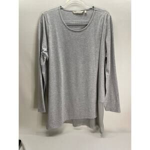 Soft Surroundings Touch of Sheer Grey Faux Wrap Tunic Top Long Sleeve Size XL